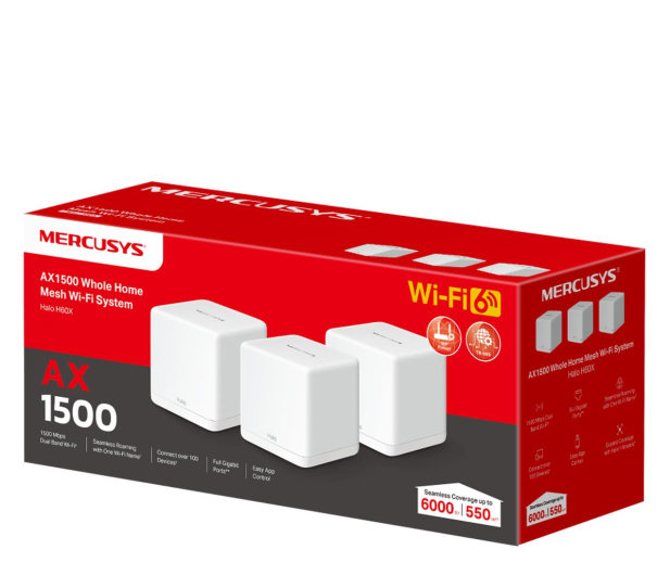 Mercusys Halo H60X Mesh WiFi (1500Mb/s a/b/g/n/ac/ax) 3xAP - 1244103 - zdjęcie 3
